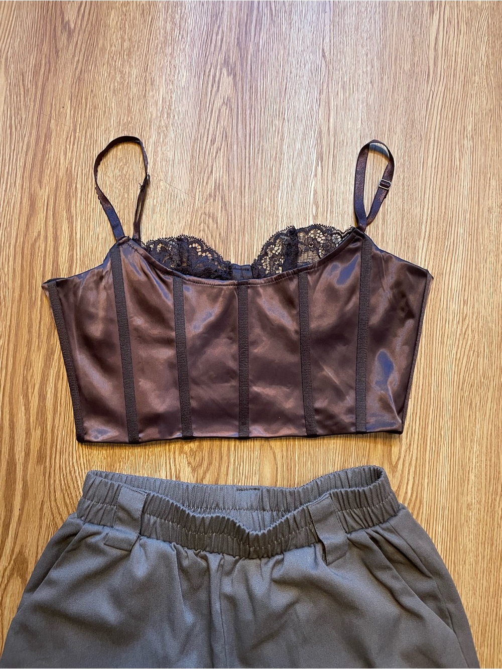 SHOP PRICELESS ROMANTIC CHOCOLATE BROWN SATIN CORSET TOP